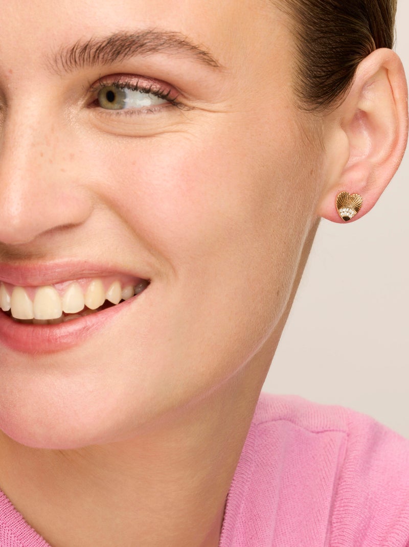 Boucles d'oreilles Luxenter avec Zirconia brillant finition or 18k - Kripo Blanc - Kiabi