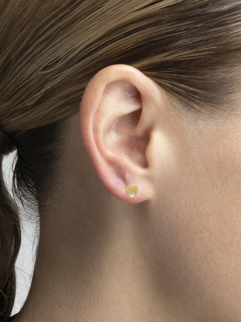 Boucles d'oreilles Luxenter avec Zirconia brillant finition or 18k - Kripo Blanc - Kiabi