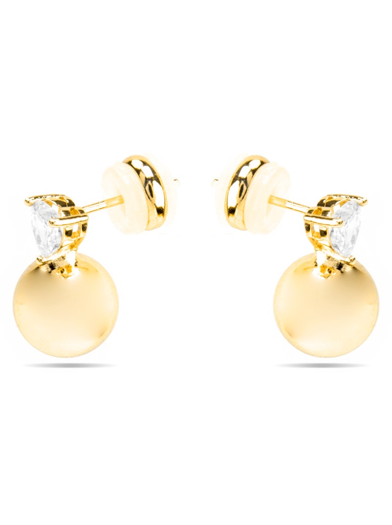 Boucles d'oreilles Luxenter avec Zirconia brillant finition or 18k - Miora Blanc - Kiabi