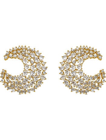 Boucles d'oreilles Luxenter avec Zirconia brillant finition or 18k - Riaer