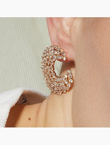 Boucles d'oreilles Luxenter avec Zirconia brillant finition or 18k - Riaer