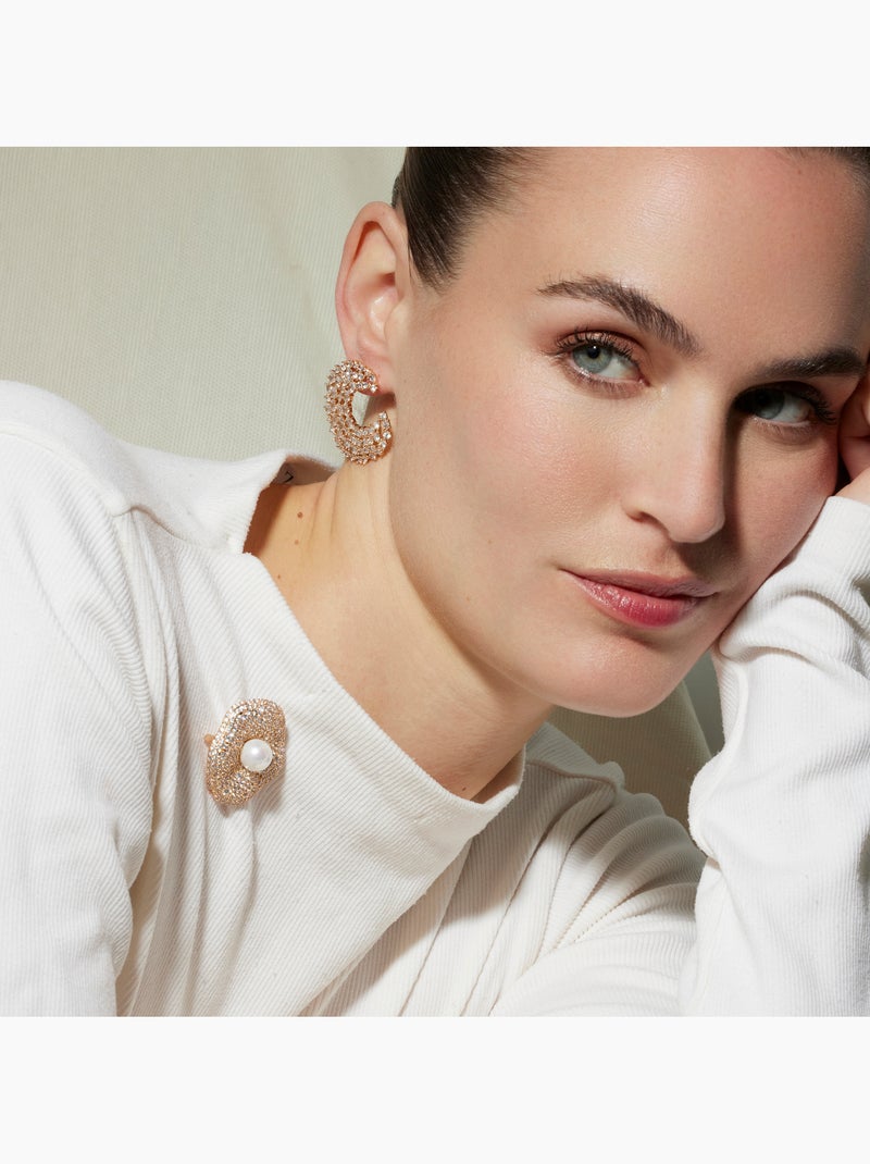 Boucles d'oreilles Luxenter avec Zirconia brillant finition or 18k - Riaer Argent - Kiabi