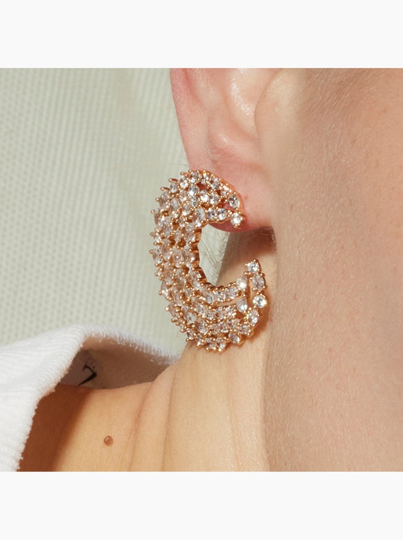 Boucles d'oreilles Luxenter avec Zirconia brillant finition or 18k - Riaer Argent - Kiabi