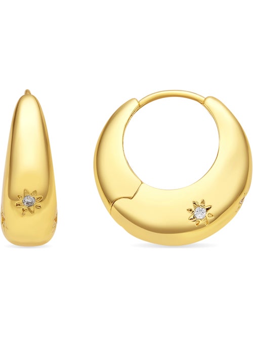 Boucles d'oreilles Luxenter avec Zirconia brillant finition or 18k - Ricia - Kiabi