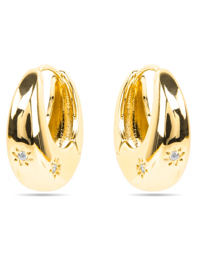 Boucles d'oreilles Luxenter avec Zirconia brillant finition or 18k - Ricia Blanc - Kiabi