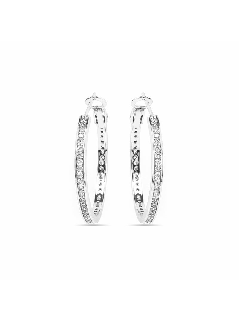 Boucles d'oreilles Luxenter avec zirconia finition argent brillant - Budix Blanc - Kiabi