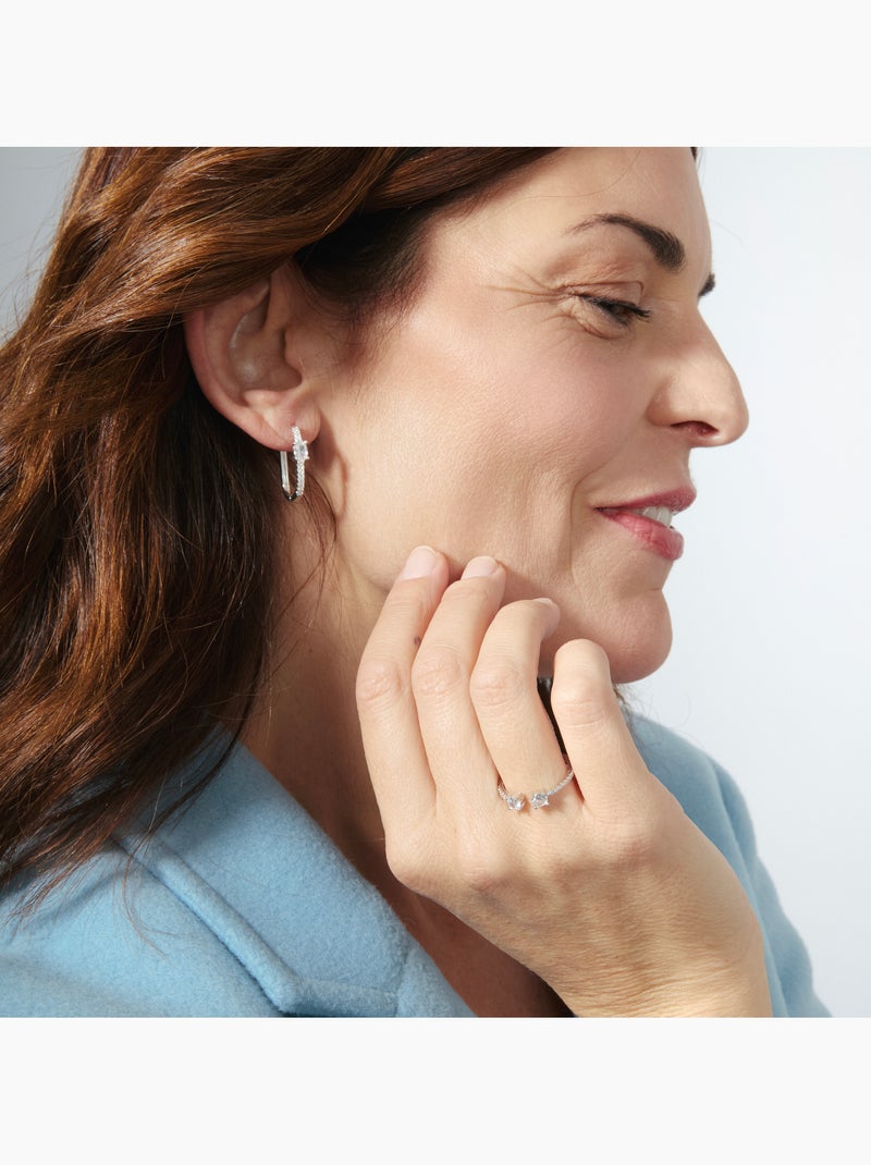 Boucles d'oreilles Luxenter avec zirconia finition argent brillant - Risgau Blanc - Kiabi