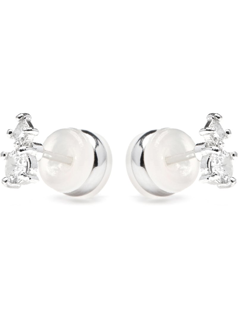 Boucles d'oreilles Luxenter avec zirconia finition argent brillant - Viaber Blanc - Kiabi