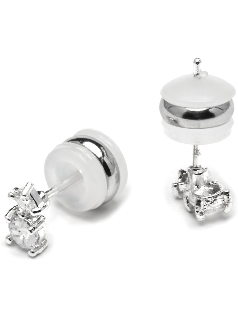 Boucles d'oreilles Luxenter avec zirconia finition argent brillant - Viaber Blanc - Kiabi