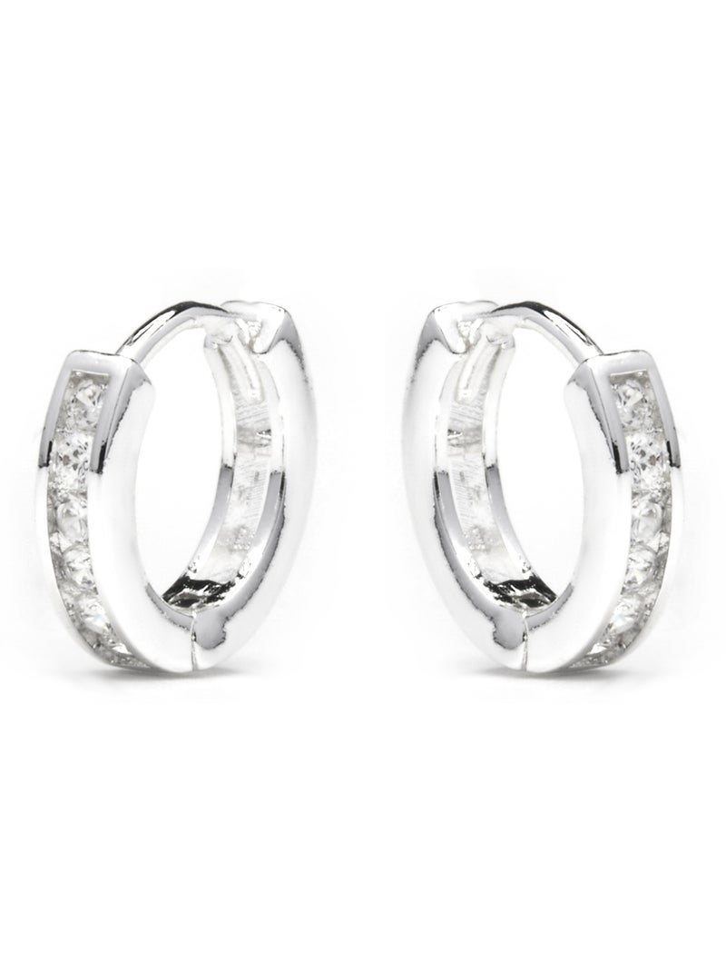 Boucles d'oreilles Luxenter avec zirconium brillant finition argentée - Docri Blanc - Kiabi