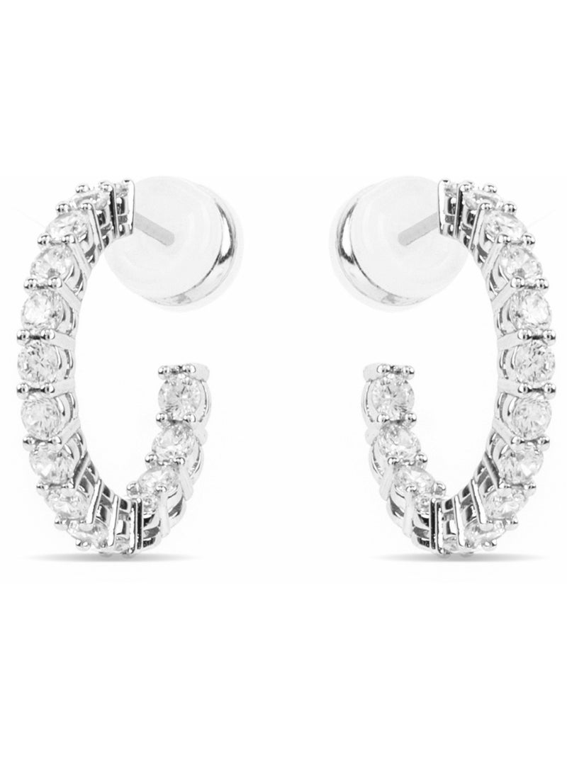 Boucles d'oreilles Luxenter avec zircons en finition argentée - Chenfa Argent - Kiabi