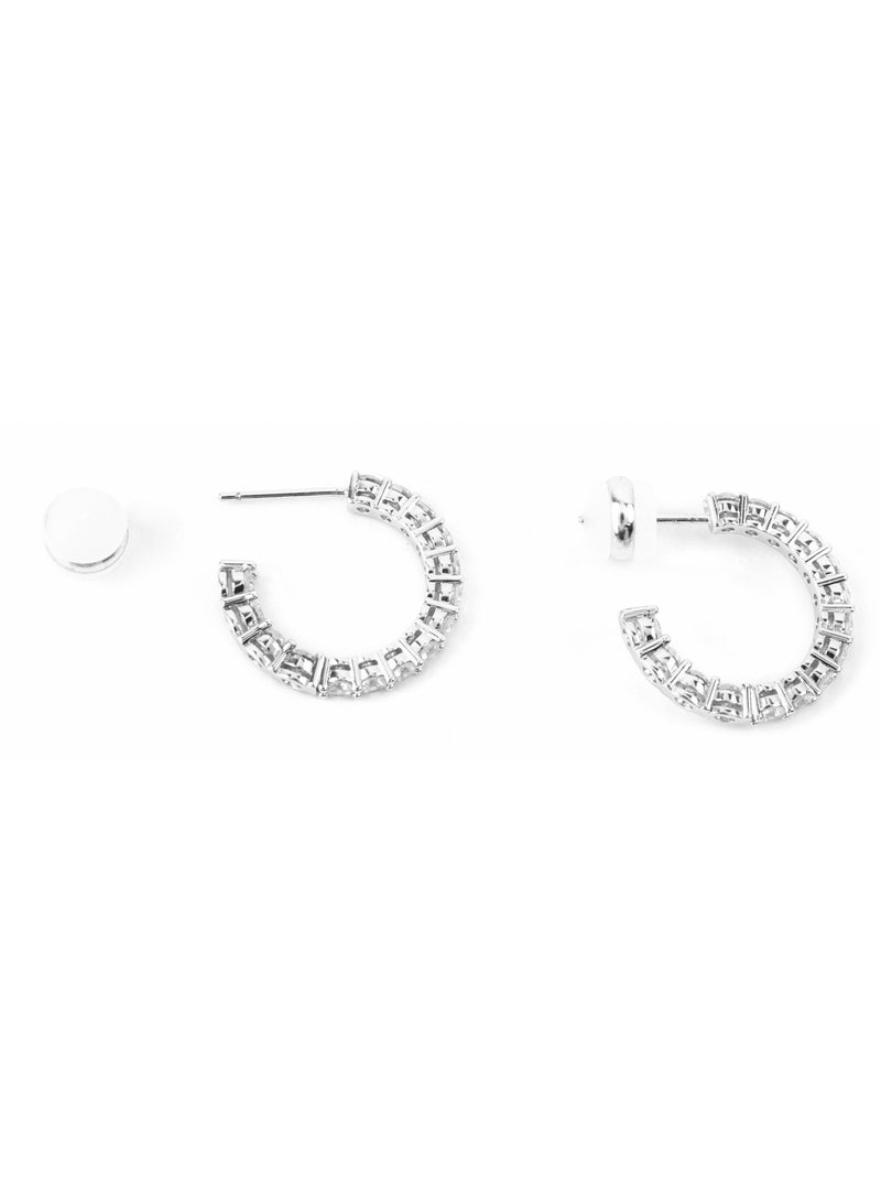 Boucles d'oreilles Luxenter avec zircons en finition argentée - Chenfa Blanc - Kiabi