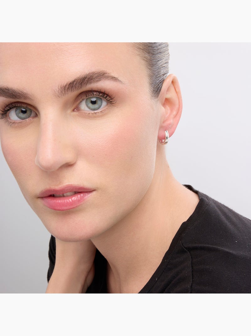 Boucles d'oreilles Luxenter avec zircons en finition argentée - Donwa Blanc - Kiabi