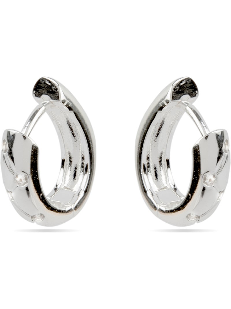 Boucles d'oreilles Luxenter avec zircons en finition argentée - Donwa Blanc - Kiabi