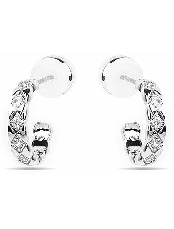 Boucles d'oreilles Luxenter avec zircons en finition argentée - Efla