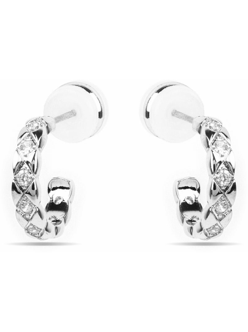 Boucles d'oreilles Luxenter avec zircons en finition argentée - Efla Argent - Kiabi