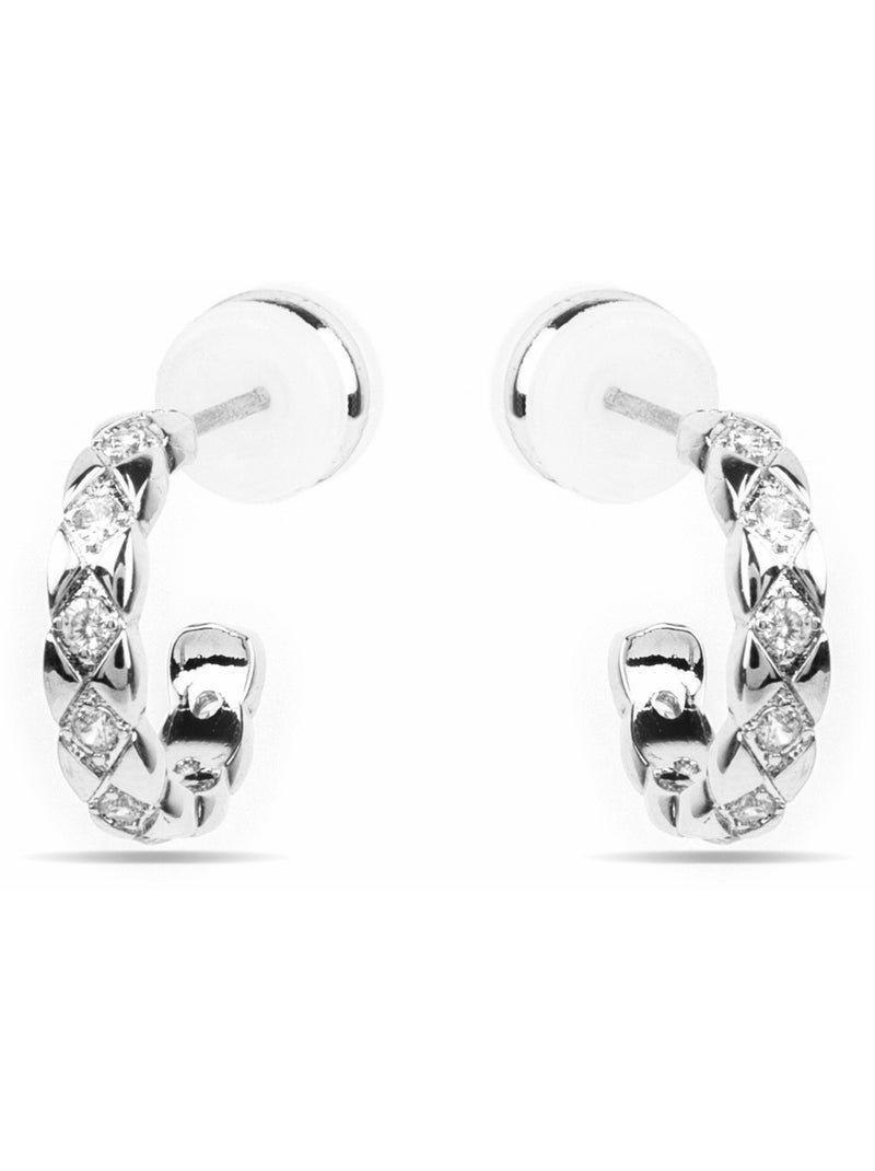 Boucles d'oreilles Luxenter avec zircons en finition argentée - Efla Blanc - Kiabi