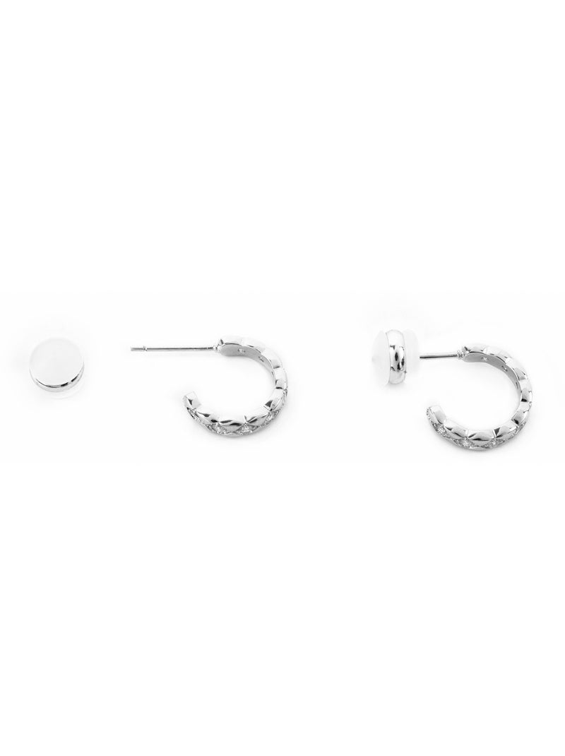 Boucles d'oreilles Luxenter avec zircons en finition argentée - Efla Blanc - Kiabi