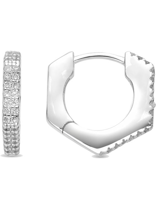 Boucles d'oreilles Luxenter avec zircons en finition argentée - Xasmo - Kiabi