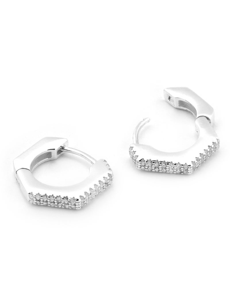 Boucles d'oreilles Luxenter avec zircons en finition argentée - Xasmo Blanc - Kiabi