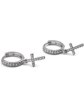 Boucles d'oreilles Luxenter avec zircons en finition argentée - Zemu