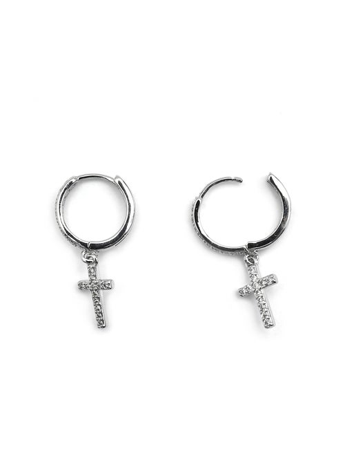 Boucles d'oreilles Luxenter avec zircons en finition argentée - Zemu - Kiabi