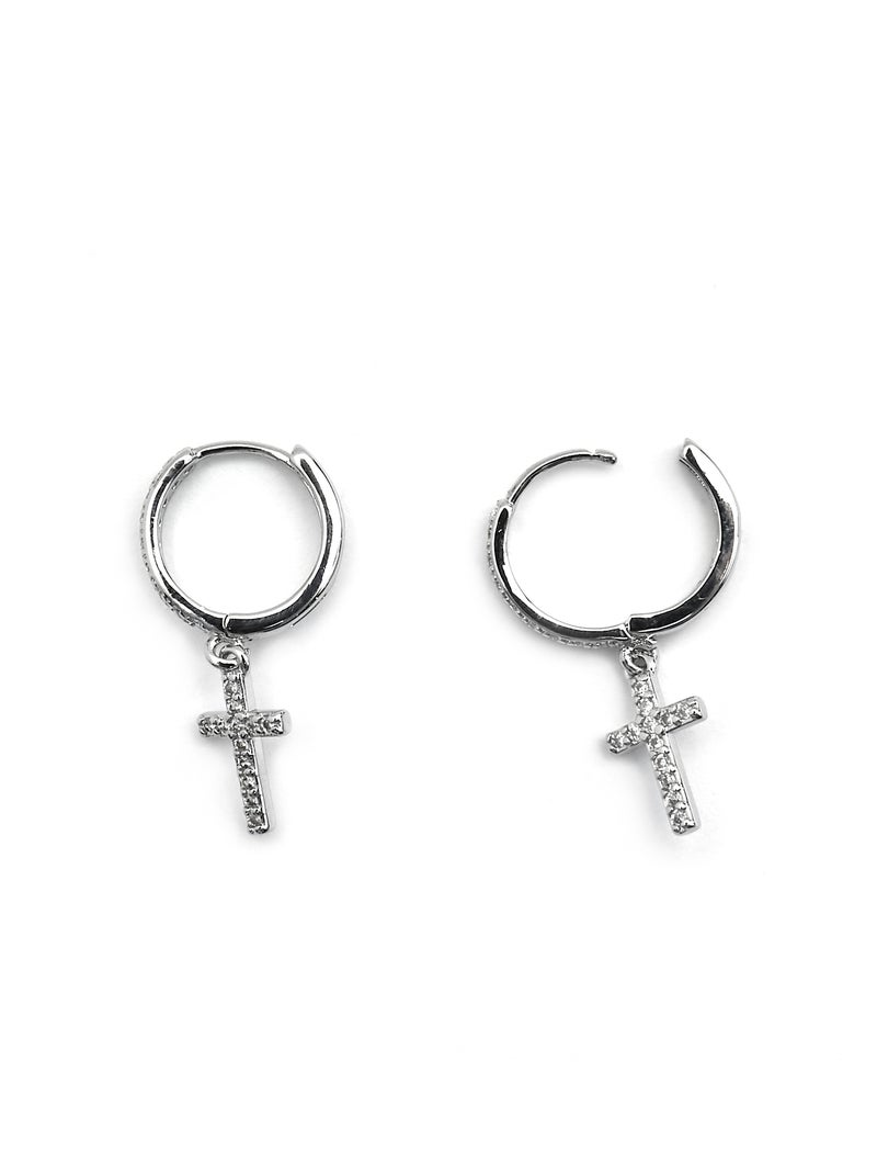 Boucles d'oreilles Luxenter avec zircons en finition argentée - Zemu Gris - Kiabi
