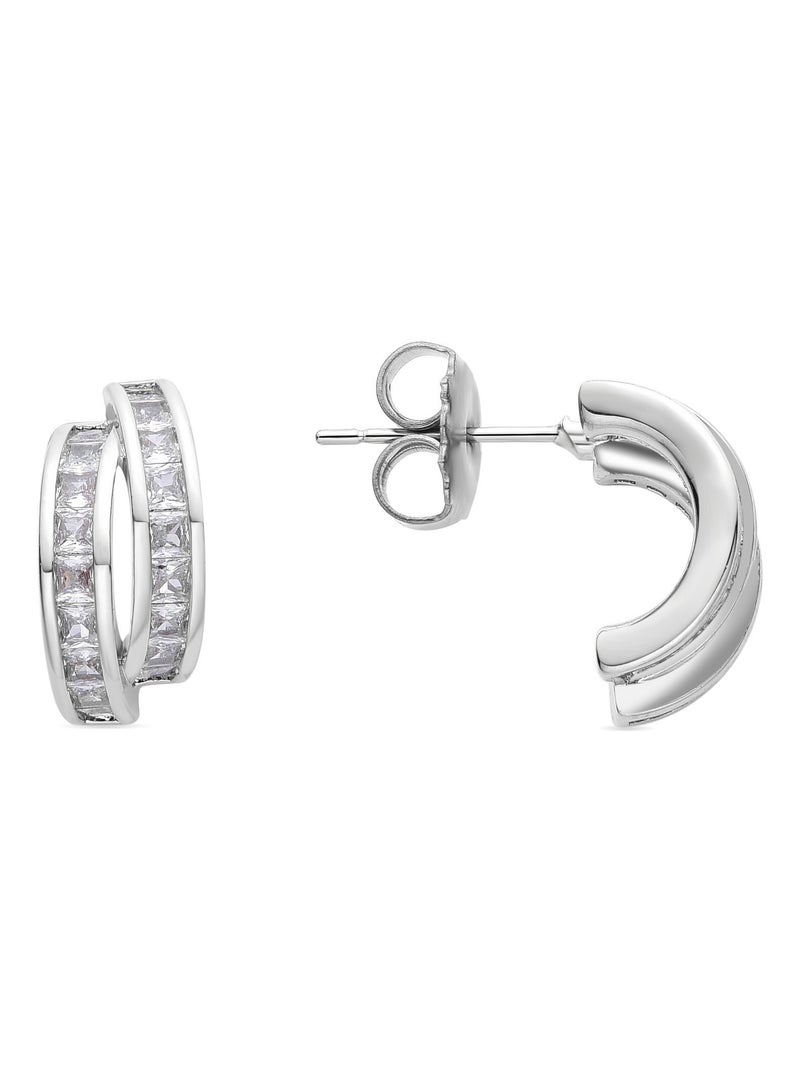 Boucles d'oreilles Luxenter Axsy rhodiées Argent - Kiabi