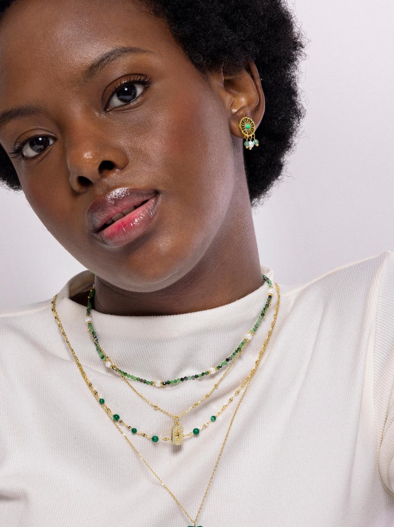 Boucles d'oreilles Luxenter Besya et plaqué or 18k Vert - Kiabi