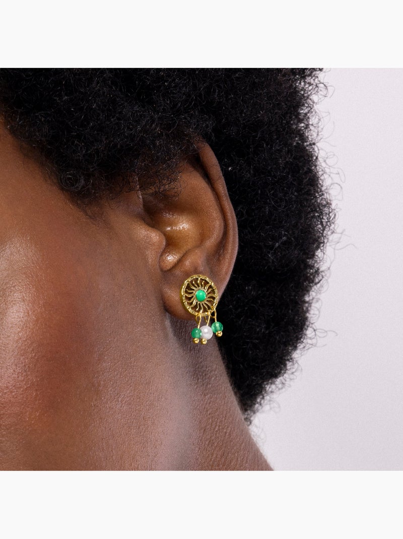 Boucles d'oreilles Luxenter Besya et plaqué or 18k Vert - Kiabi