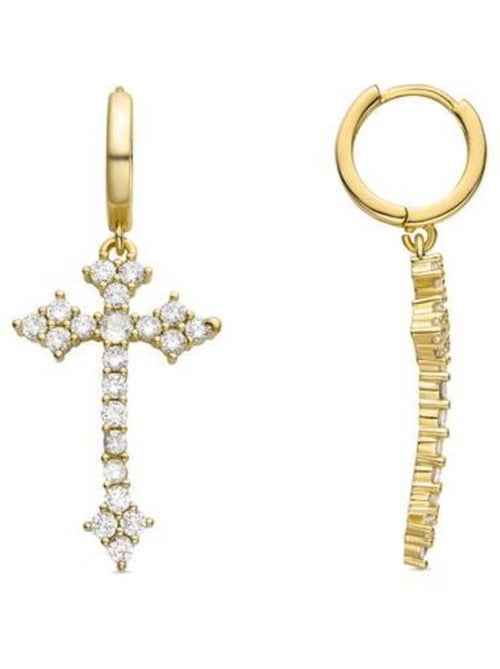 Boucles d'oreilles Luxenter Brilliant Zirconia plaqué or jaune 18 carats - Lysay - Kiabi