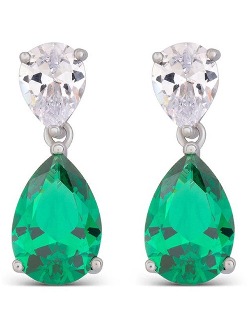 Boucles d'oreilles Luxenter chenwa en argent 925 et zircon émeraude avec finition rhodiée - Kiabi