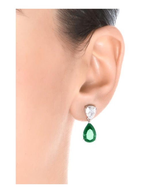 Boucles d'oreilles Luxenter chenwa en argent 925 et zircon émeraude avec finition rhodiée - Kiabi