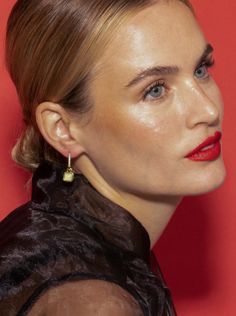 Boucles d'oreilles Luxenter Cloud Quartz gris plaqué or jaune 18 carats - Darmix Gris - Kiabi