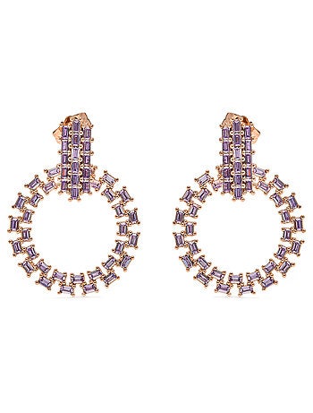 Boucles d'oreilles Luxenter composées de Zircone d'Améthyste sur or jaune 18k - Huang