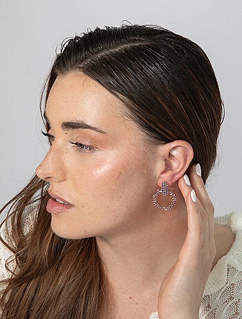Boucles d'oreilles Luxenter composées de Zircone d'Améthyste sur or jaune 18k - Huang