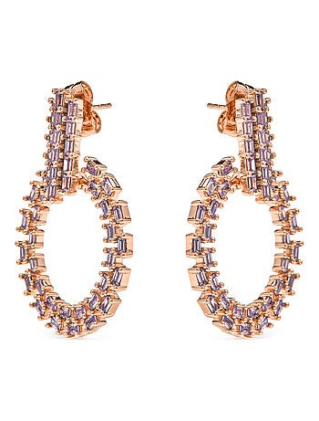 Boucles d'oreilles Luxenter composées de Zircone d'Améthyste sur or jaune 18k - Huang