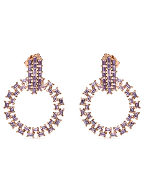 Boucles d'oreilles Luxenter composées de Zircone d'Améthyste sur or jaune 18k - Huang - Kiabi