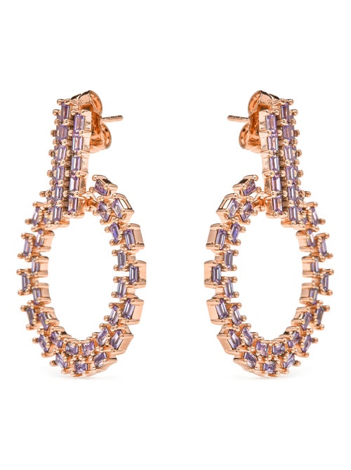 Boucles d'oreilles Luxenter composées de Zircone d'Améthyste sur or jaune 18k - Huang - Kiabi