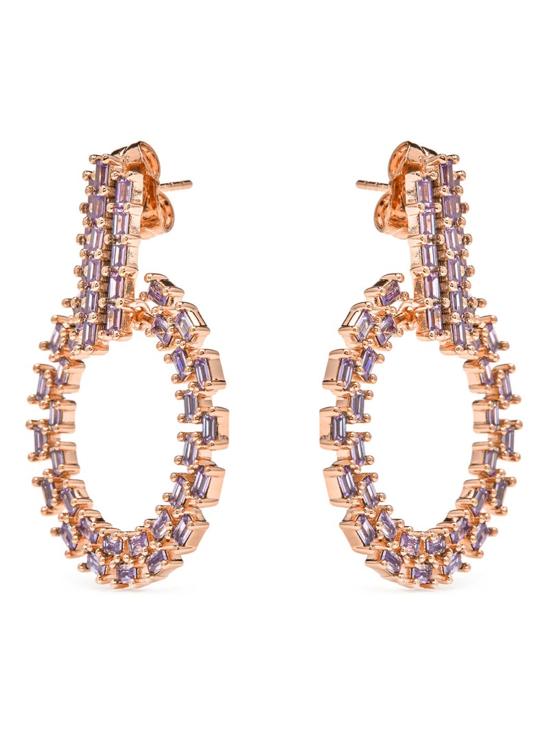 Boucles d'oreilles Luxenter composées de Zircone d'Améthyste sur or jaune 18k - Huang Violet - Kiabi