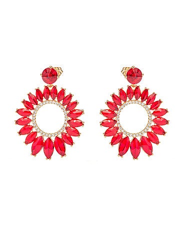 Boucles d'oreilles Luxenter cristal rouge finition or jaune 18k - Lelyl