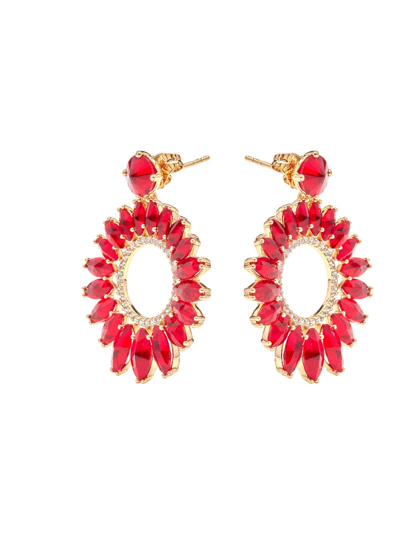 Boucles d'oreilles Luxenter cristal rouge finition or jaune 18k - Lelyl Rouge - Kiabi