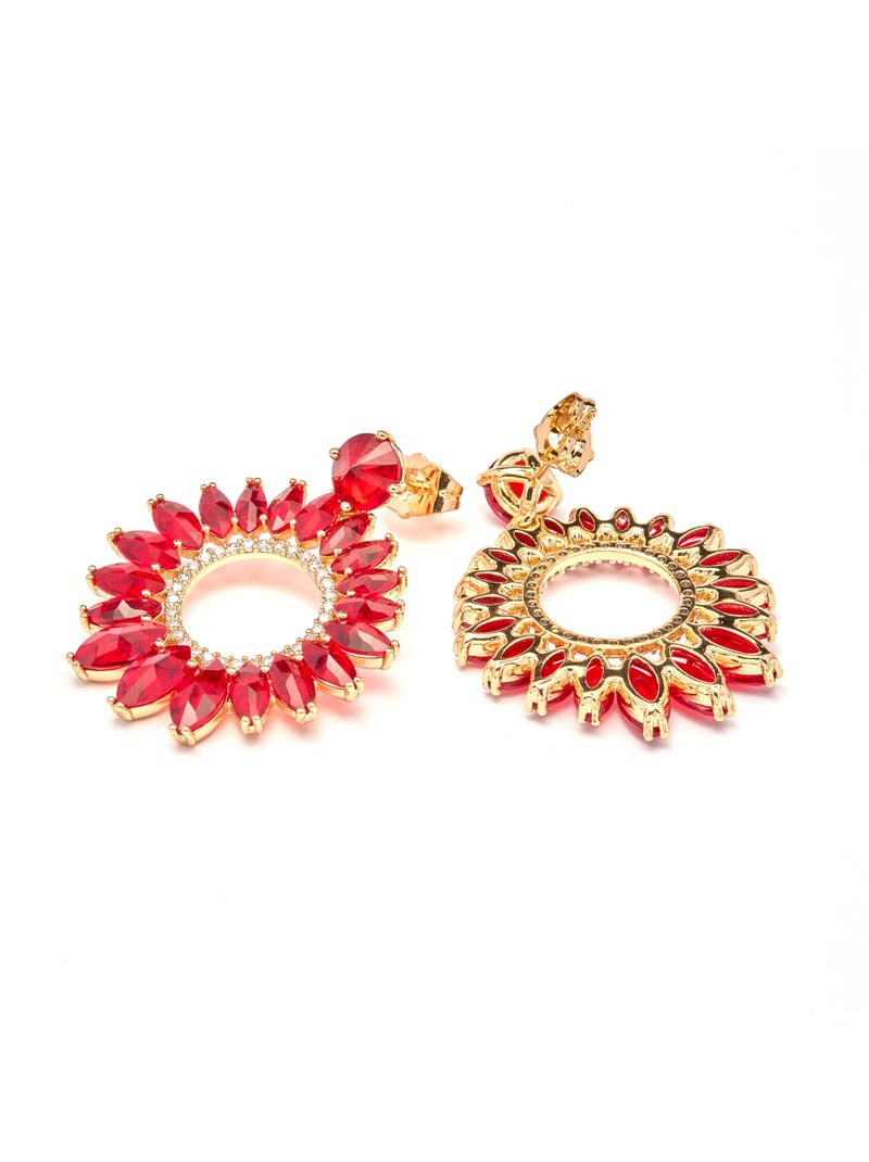 Boucles d'oreilles Luxenter cristal rouge finition or jaune 18k - Lelyl Rouge - Kiabi