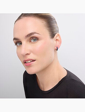 Boucles d'oreilles Luxenter de 9 mm de diamètre, finition or jaune 18 k et zircone saphir - Lesrat