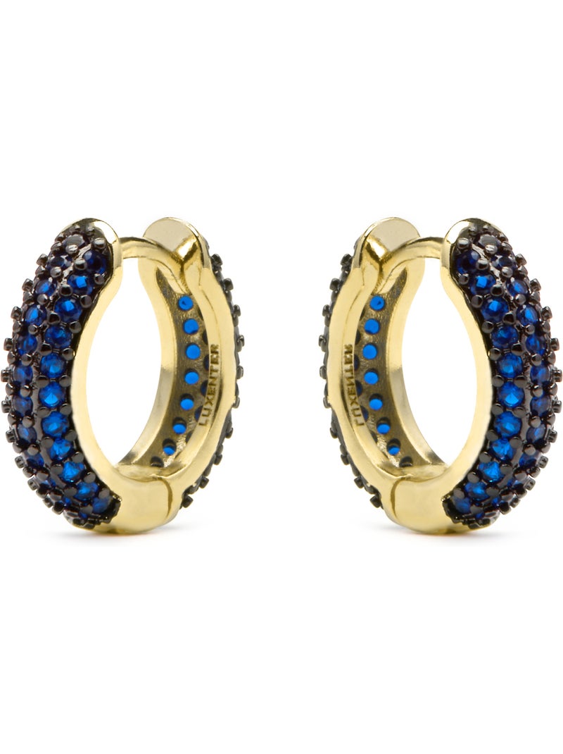 Boucles d'oreilles Luxenter de 9 mm de diamètre, finition or jaune 18 k et zircone saphir - Lesrat Bleu - Kiabi