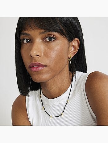 Boucles d'oreilles Luxenter en Agate noire et plaqué or 18k - Ordzun