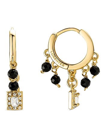 Boucles d'oreilles Luxenter en Agate noire finie en or jaune 18K - Ordzun