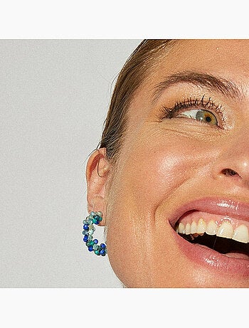 Boucles d'oreilles Luxenter en argent 925 avec cristal bleu foncé, finition or jaune 18 k - Lazum