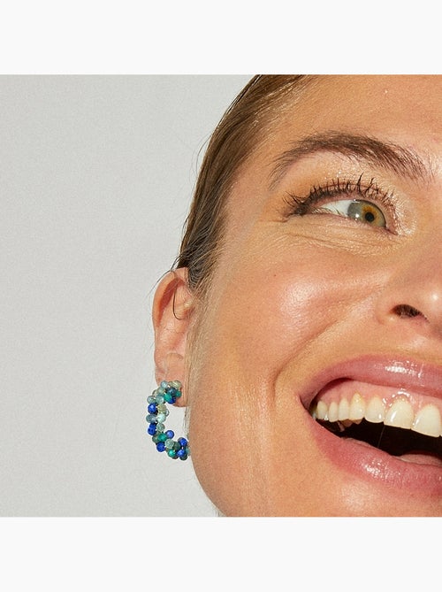 Boucles d'oreilles Luxenter en argent  925 avec cristal bleu foncé, finition or jaune 18 k - Lazum - Kiabi