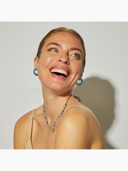 Boucles d'oreilles Luxenter en argent  925 avec cristal bleu foncé, finition or jaune 18 k - Lazum - Kiabi
